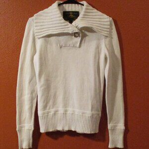 Ralph Lauren Woman Small White Gold Warm Comfortable Cotton Long Sleeve Sweater